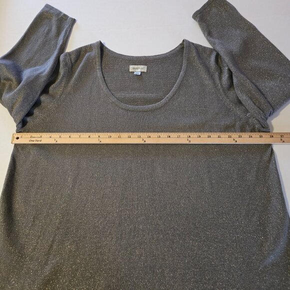 Avenue Gray Grey Long Sleeve Scoop Neck Metallic Sweater Plus Sz 22/24 - Picture 8 of 14